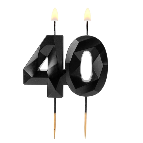 Świeczka Urodzinowa Diament Cyfra 40 - Czarny