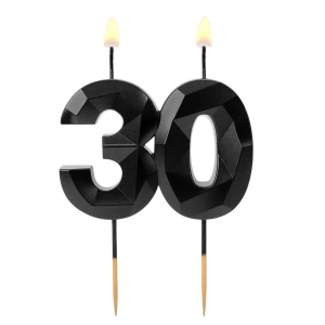 Świeczka Urodzinowa Diament Cyfra 30 - Czarny