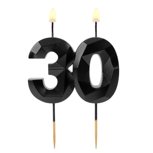 Świeczka Urodzinowa Diament Cyfra 30 - Czarny