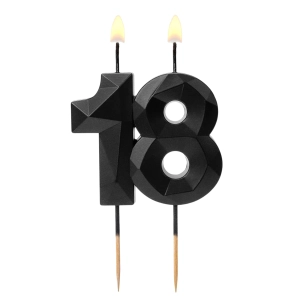 Świeczka Urodzinowa Diament Cyfra 18 - Czarny