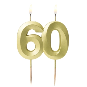 Świeczka Urodzinowa Diament Cyfra 60 - Złoty