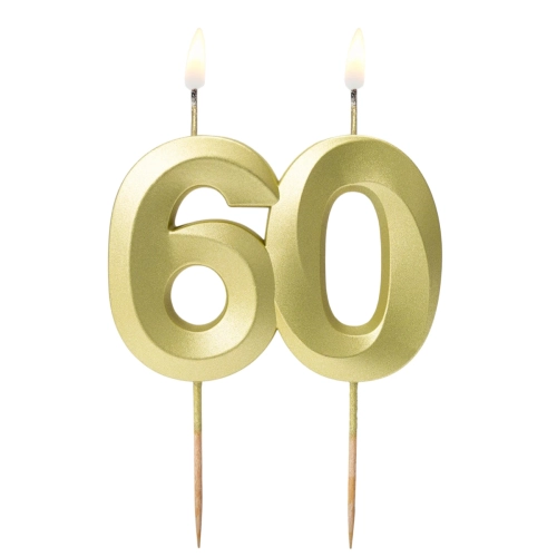 Świeczka Urodzinowa Diament Cyfra 60 - Złoty