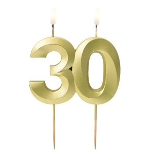 Świeczka Urodzinowa Diament Cyfra 30 - Złoty