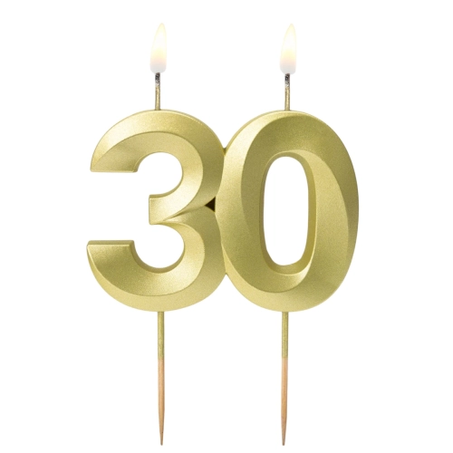 Świeczka Urodzinowa Diament Cyfra 30 - Złoty