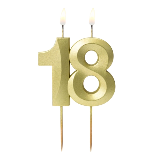 Świeczka Urodzinowa Diament Cyfra 18 - Złoty