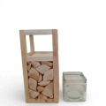 Lampion Drewniany Naturalny 14x30cm