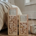 Lampion Drewniany Naturalny 14x30cm