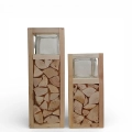 Lampion Drewniany Naturalny 14x30cm