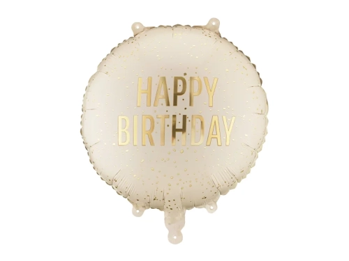 Balon Foliowy Happy Birthday 35cm - Kremowy