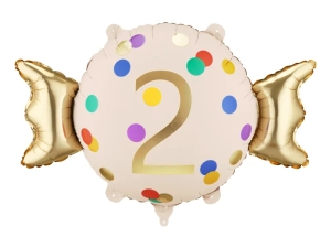 Balon Foliowy Cukierek Cyfra 2 Konfetti 61x37cm 