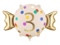 Balon Foliowy Cukierek Cyfra 3 Konfetti 61x37cm 