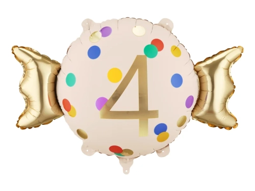 Balon Foliowy Cukierek Cyfra 4 Konfetti 61x37cm 