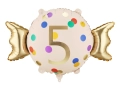 Balon Foliowy Cukierek Cyfra 5 Konfetti 61x37cm 
