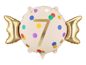 Balon Foliowy Cukierek Cyfra 7 Konfetti 61x37cm 