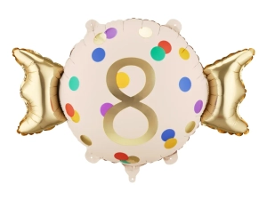 Balon Foliowy Cukierek Cyfra 8 Konfetti 61x37cm 