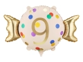 Balon Foliowy Cukierek Cyfra 9 Konfetti 61x37cm 