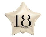 Balon Foliowy Gwiazda 18 Happy Birthday 44cm - Kremowy