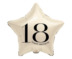 Balon Foliowy Gwiazda 18 Happy Birthday 44cm - Kremowy