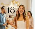 Balon Foliowy Gwiazda 18 Happy Birthday 44cm - Kremowy