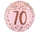 Balon Foliowy 70 Urodziny 46cm - Różowy/Złoty