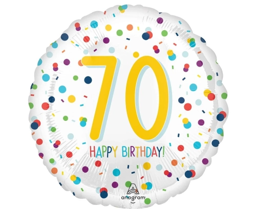 Balon Foliowy 70 Urodziny 46cm - Biały
