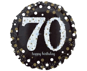 Balon Foliowy 70 Urodziny 45cm - Czarny