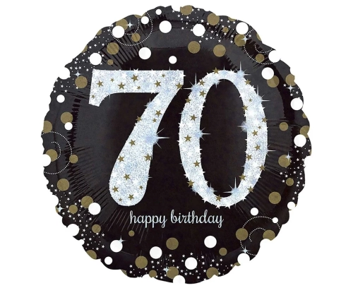 Balon Foliowy 70 Urodziny 45cm - Czarny