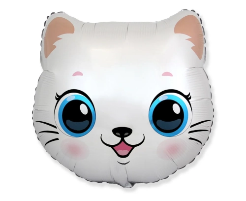 Balon Foliowy Kotek 51x55cm - Biały