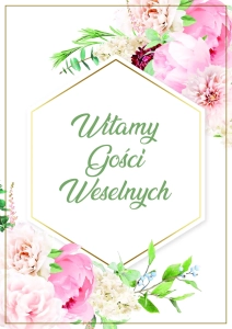 Tablica Papierowa Witamy Gości Weselnych 48x34cm kpl. 10szt