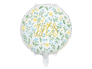 Balon Foliowy I Komunia Święta IHS/Kwiaty 35cm