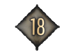 Balon Foliowy 18 Urodziny 46x46cm - Czarny/Złoty