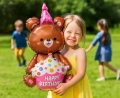 Balon Foliowy Miś z Tortem Happy Birthday 58x42cm