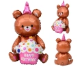 Balon Foliowy Miś z Tortem Happy Birthday 58x42cm