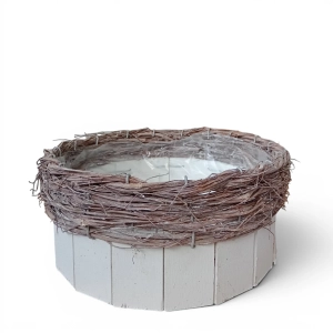 Osłonka Dekoracyjna Okrągła Drewno/Gałązki 28x11cm