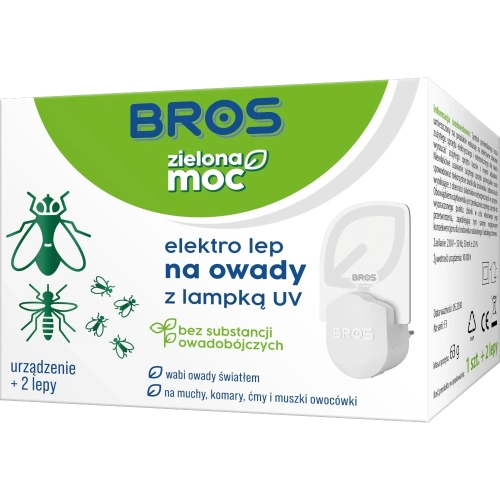 Bros Zielona Moc Elektro Lep na Owady z Lampką UV