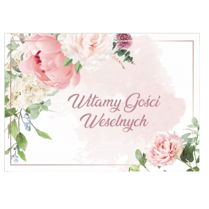 Tablica Papierowa Witamy Gości Weselnych 69x47cm kpl. 10szt