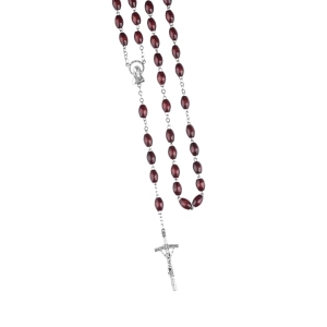 Różaniec Drewniany Oliwka MB Niepokalana 60cm - Bordowy