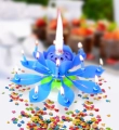 Świeczka Urodzinowa Wirująco - Grająca Happy Birthday Niebieska 