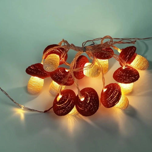 Girlanda LED Grzybki 6cm 10szt 2 Kolory-  Ciepły Biały