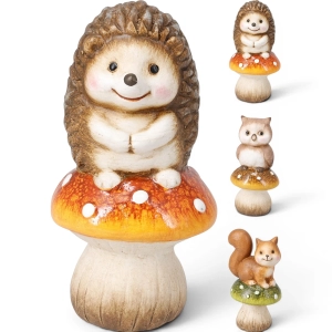 Ceramiczna Figurka Jesienna Leśne Zwierzątko na Grzybku 12cm