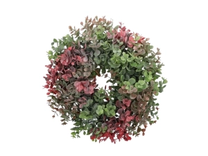 Wianek Sztuczny Bukszpan 36cm - Zielony/Czerwony