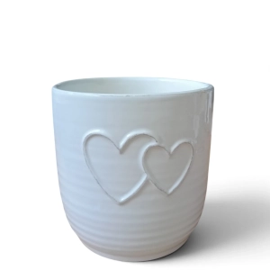 Osłonka Ceramiczna Serca Biała 12x12,5cm