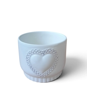 Osłonka Ceramiczna Okrągła Biała Serce 8x10cm