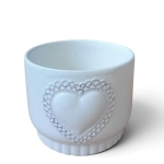 Osłonka Ceramiczna Okrągła Biała Serce 12x13cm