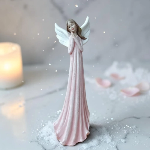 Figurka Dekoracyjna Anioł Różowy 25,5cm
