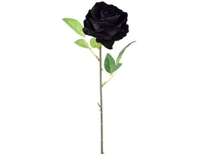 Róża Sztuczna Welur Czarna 63cm 