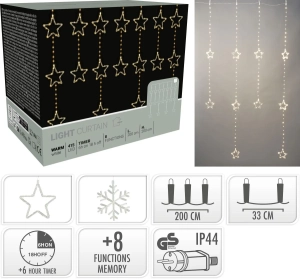Kurtyna Świetlna LED Gwiazdki 415 Diod 200x200cm - Biały Ciepły