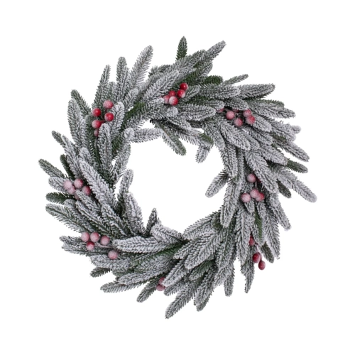 Wianek Świąteczny Cranberry Snow PE 45cm Ośnieżony