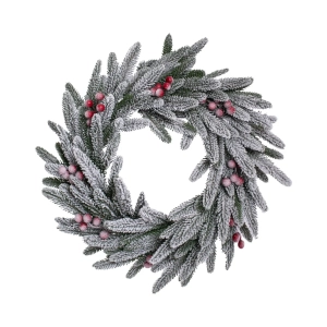 Wianek Świąteczny Cranberry Snow PE 55cm Ośnieżony