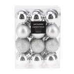 Bombki Plastikowe Srebrne 3cm kpl. 24szt